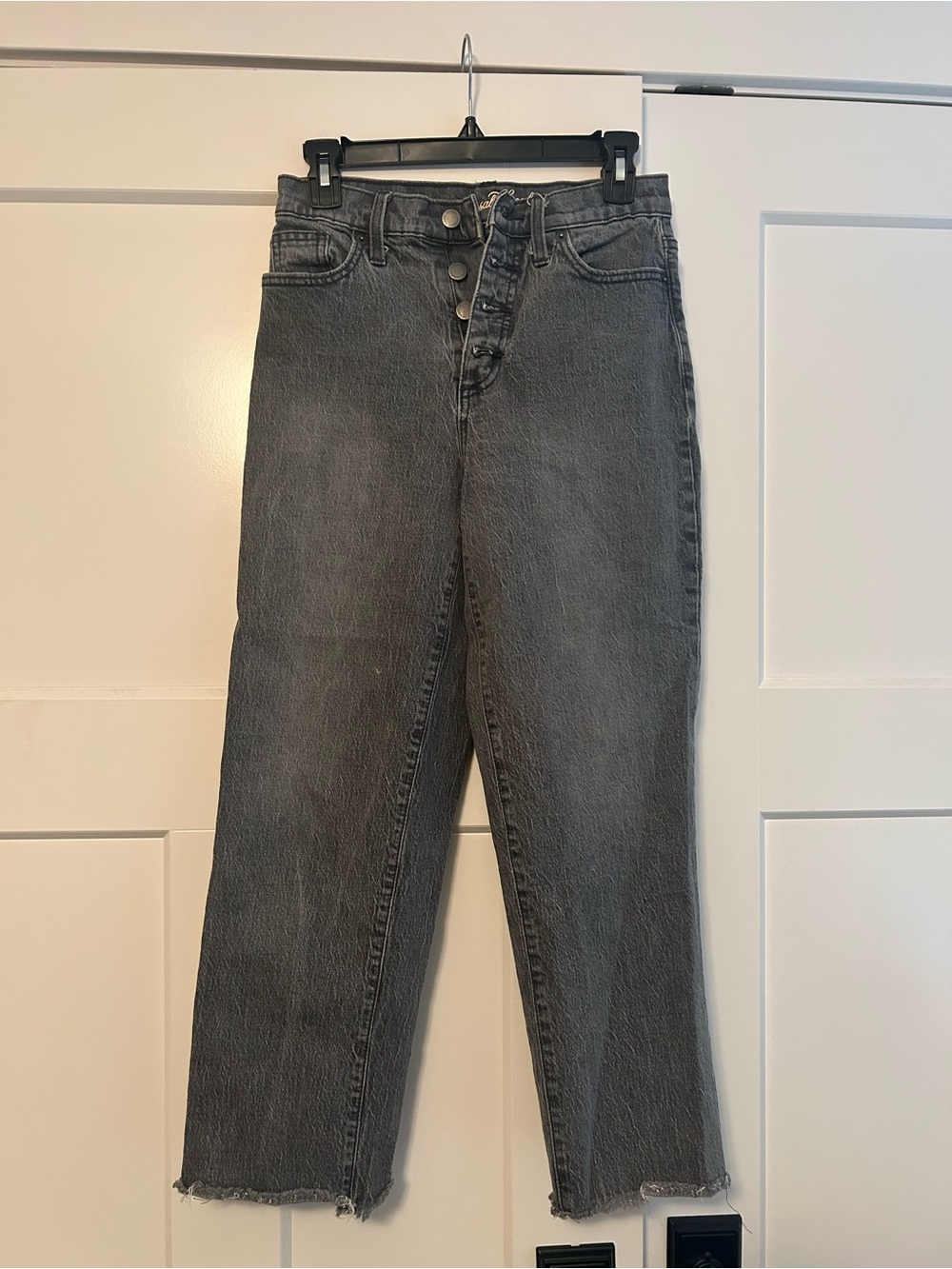 Universal Thread Gray High-Rise Straight-Leg Jeans with Button-Fly